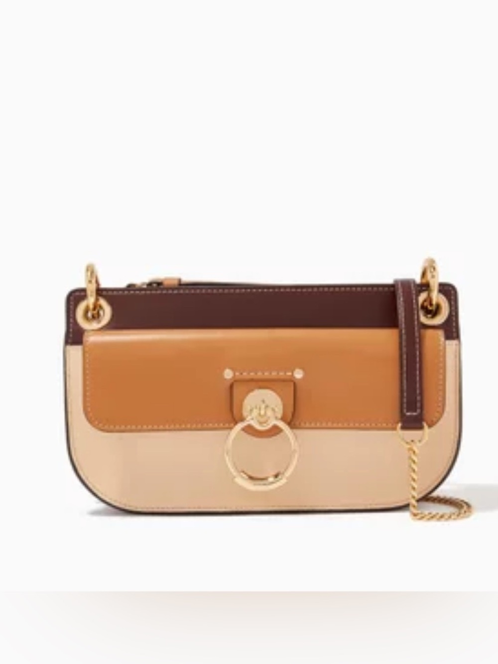 Chloe Tess Shoulder Leather Shoulder Bag - Tan, Camel, Cream